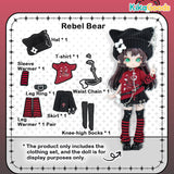 Daily Series Rebel Bear 1/12 BJD Clothing Set